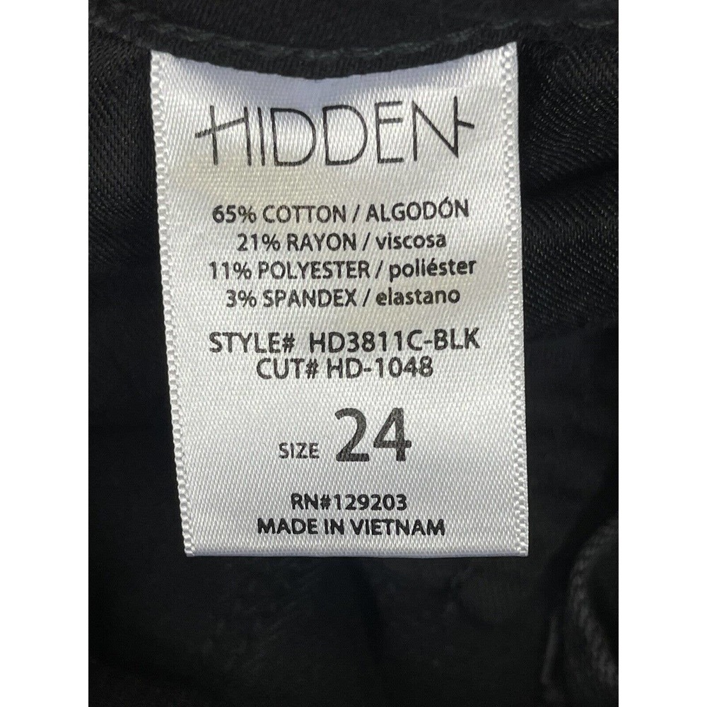 Hidden Happi Crop Flare Jeans Womens 24 Black Button Fly Pockets NWT - Picture 10 of 14